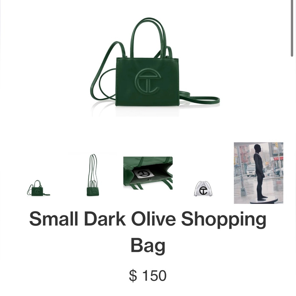 Telfar small dark olive shopping bag
